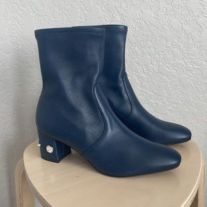 NWT ✨ Stuart Weitzman Allshine 60 Leather Bootie Navy Blue 8.5